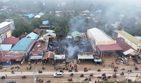 Kebakaran di Desa Marga Mulya Kongbeng,Tujuh KK Kehilangan Tempat Tinggal
